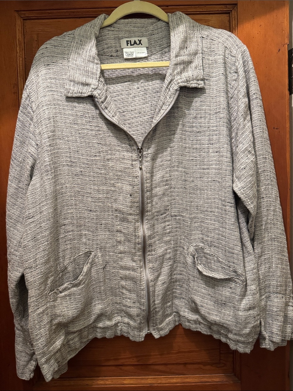 Flax Neutral Gray Linen Zip Jacket